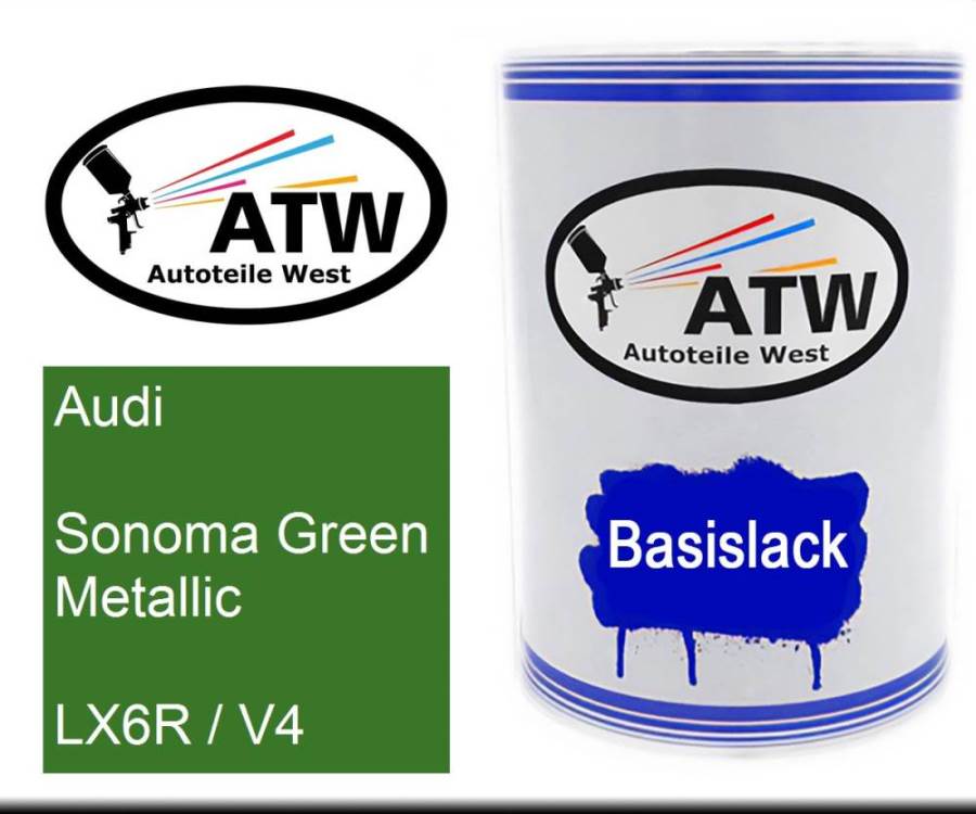 Audi, Sonoma Green Metallic, LX6R / V4: 500ml Lackdose, von ATW Autoteile West.